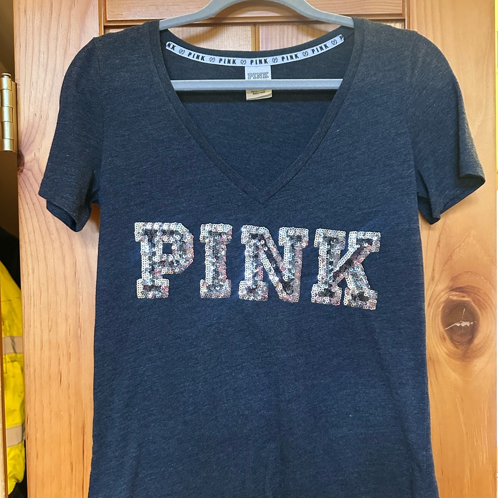 Victoria's Secret PINK Sequin Logo T-Shirt